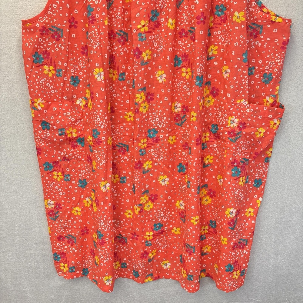 Only Necessities House Dress Womens 6X Orange Floral Sleeveless Pockets Muu Muu - Picture 5 of 11